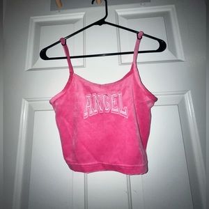 hot pink angel suede tank